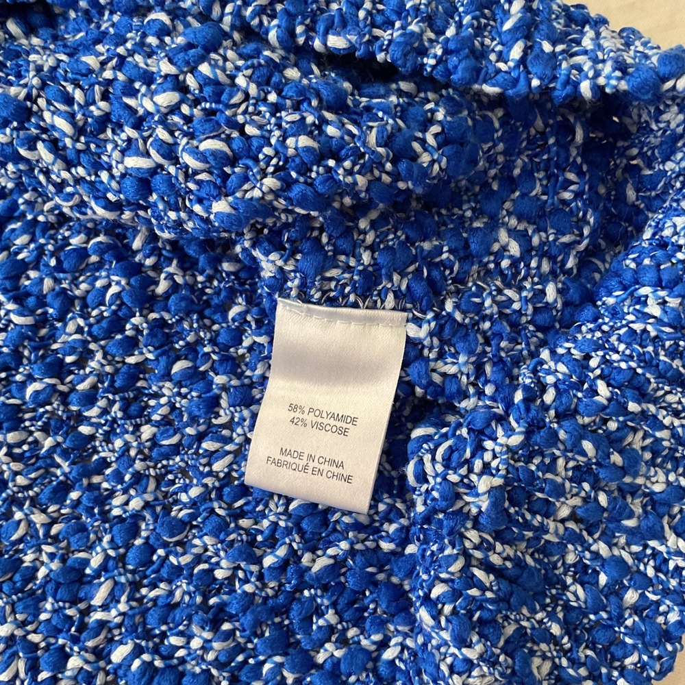 Milly New York Sweater Top S Blue Textured Popcorn Knit Button Tab Short Sleeve - Picture 15 of 15
